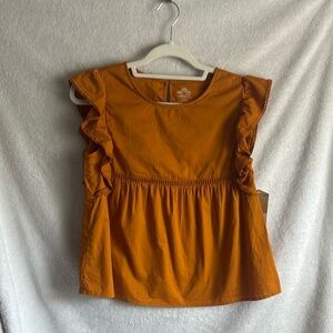 NWT Orange Ruffle Sleeve Kids Top size 14